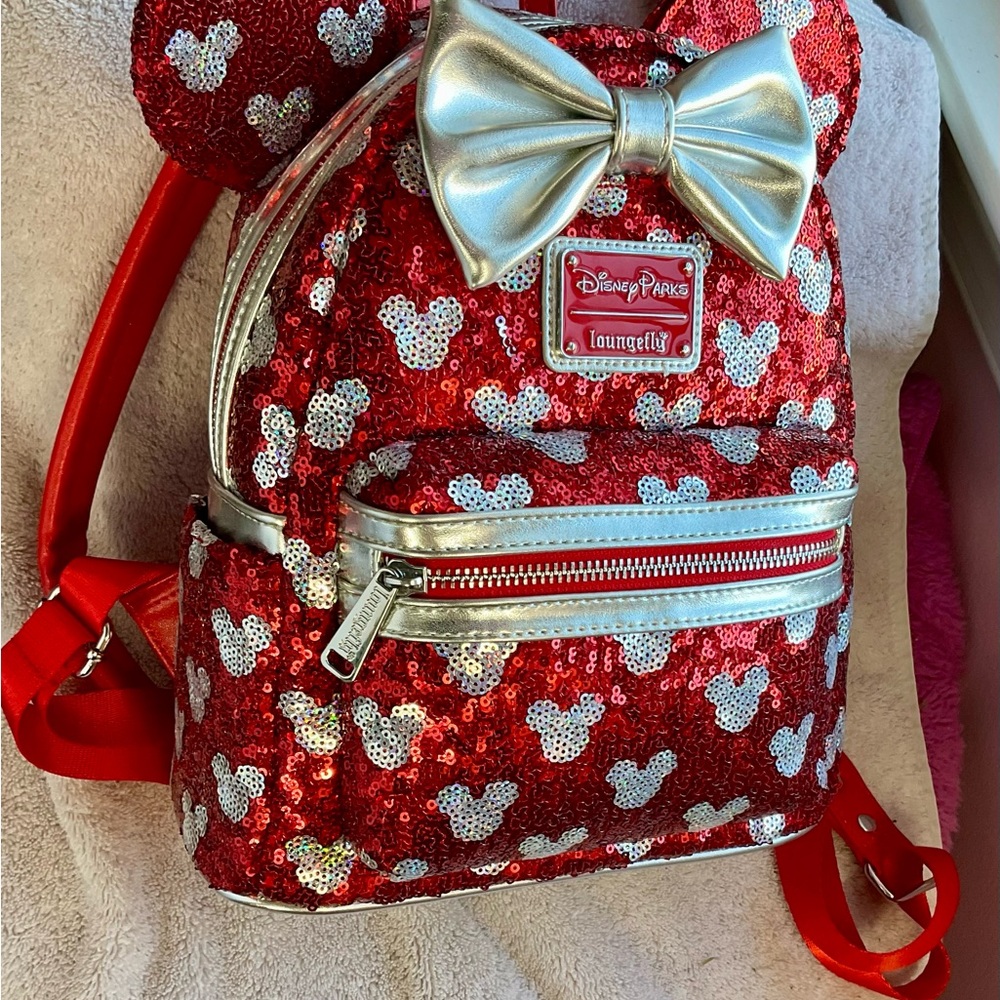 Disney Red and Silver Sequin Woman’s Backpack - Picture 3 of 7